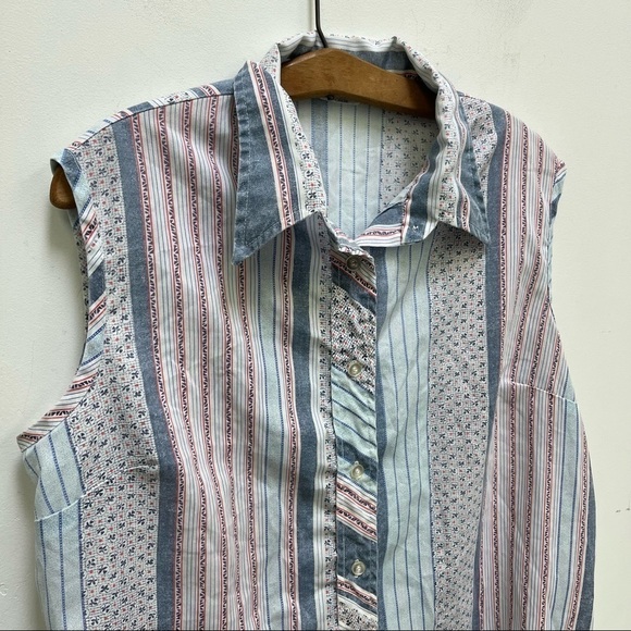 Vintage Miss Fashionality Button Down Tank Blouse - Picture 3 of 7